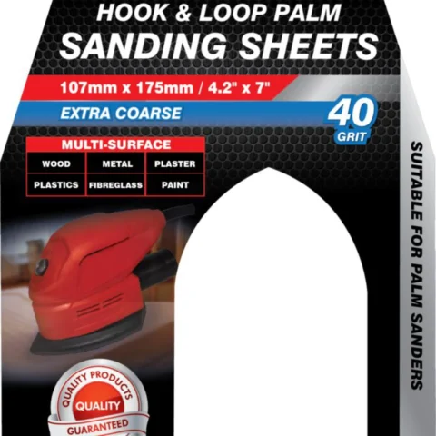 Dekton 107mm X 175mm Hook & Loop Palm 40 Grit Extra Coarse Sanding Sheets 5 Pack