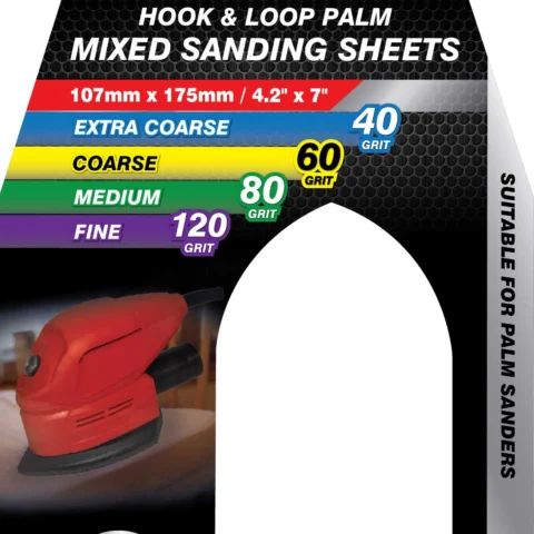 Dekton 107mm X 175mm Hook & Loop Palm Mixed Sanding Sheets 40/60/80/120 Grit