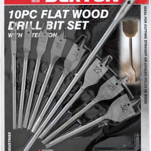 Dekton 10pc Flat Wood Drill Bit Set