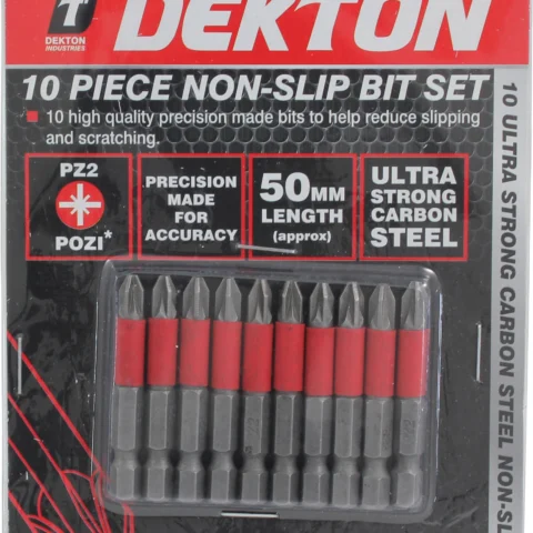 Dekton 10pc Non-Slip Bit Set PZ2 Pozi* 50mm