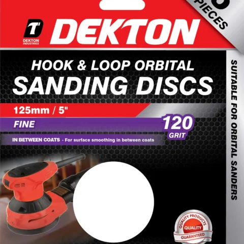 Dekton 125mm Hook & Loop Orbital 120 Grit Sanding Discs 5 Pack