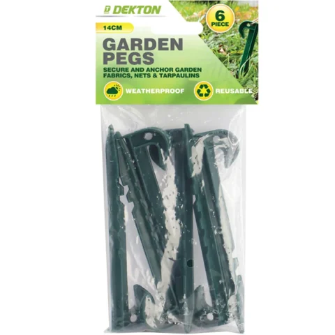 Dekton 14cm Green Plastic Garden Pegs 6 Pack