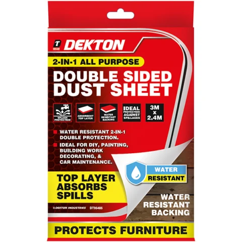 Dekton 2-in-1 All Purpose Water-Resistant Double-Sided Dust Sheet 3m X 2.4m