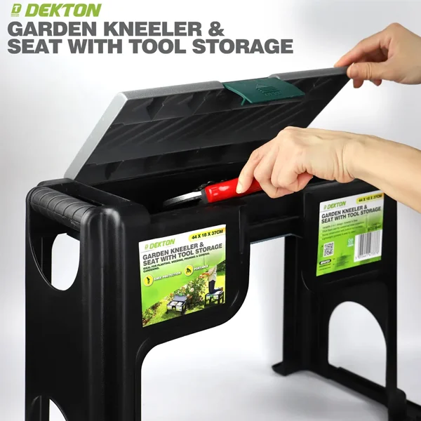 Dekton 2-in-1 Garden Kneeler & Seat With Tool Storage 44cm 18cm X 37cm