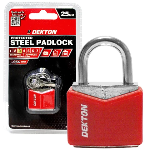 Dekton 25mm Protected Steel Padlock With 3 Keys