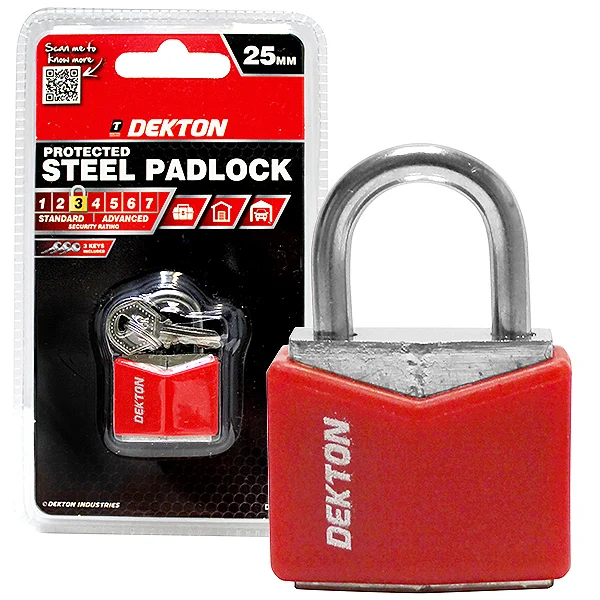 Dekton 25mm Protected Steel Padlock With 3 Keys