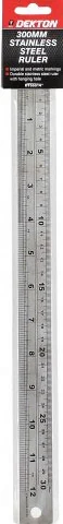 Dekton 300mm Stainless Steel Imperial And Metric Markings Ruler
