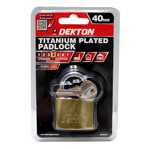 Dekton 40mm Titanium Plated Padlock With 3 Keys