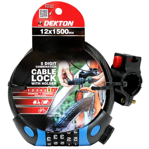 Dekton 5 Digit Combination Cable Lock With Holder 12 X 1500mm
