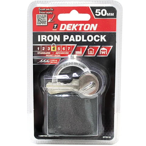 Dekton 50mm Iron Padlock With 3 Keys
