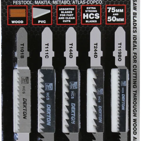 Dekton 5pc Jigsaw Blade Set Extra Strong HCS 75mm & 50mm