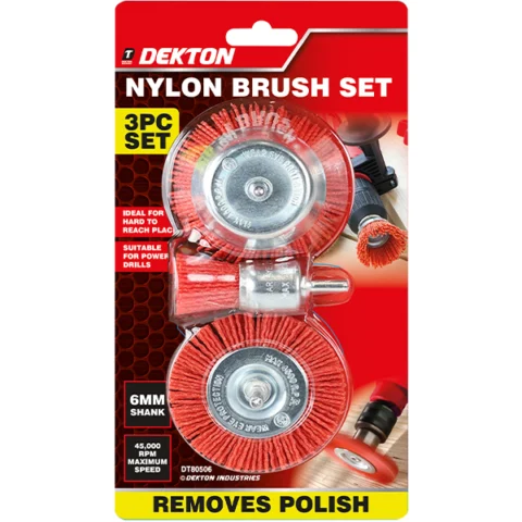 Dekton 6mm Nylon Drill Brush Set 3pc