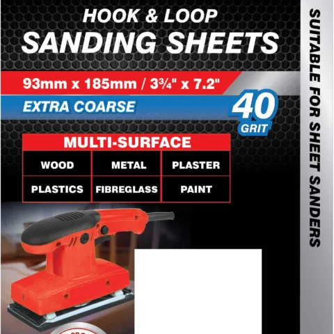 Dekton 93mm X 185mm Hook & Loop 40 Grit Sanding Sheets 5 Pack