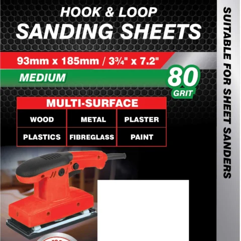 Dekton 93mm X 185mm Hook & Loop 80 Grit Sanding Sheets 5 Pack