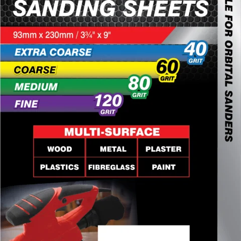 Dekton 93mm X 230mm Hook & Loop Mixed Orbital Sanding Sheets 40/60/80/120 Grit