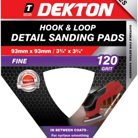 Dekton 93mm X 93mm Hook & Loop Detail Sanding Pads 120 Grit