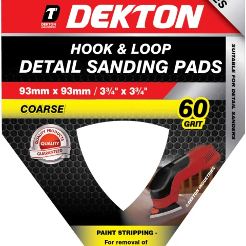 Dekton 93mm X 93mm Hook & Loop Detail Sanding Pads 60 Grit