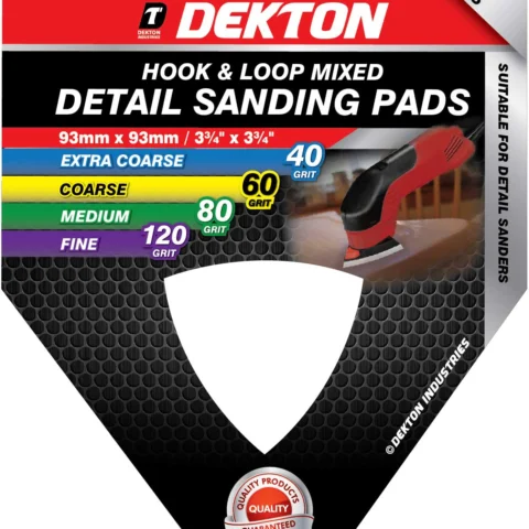 Dekton 93mm X 93mm Hook & Loop Mixed Detail Sanding Pads 40/60/80/120 Grit