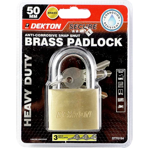 Dekton Anti-Corrosive Snap Shut Brass Padlock 50mm