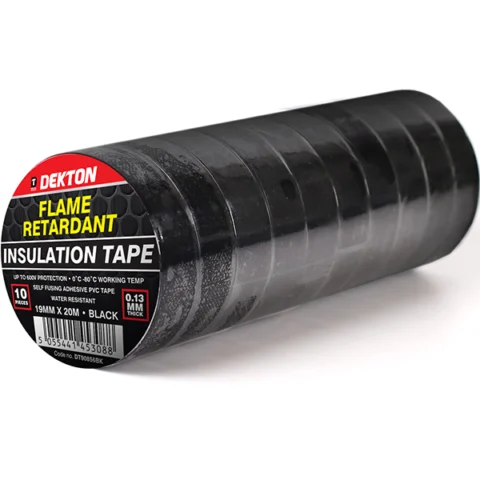 Dekton Black Flame Retardant Insulation Tape 19mm X 20m 10 Pack