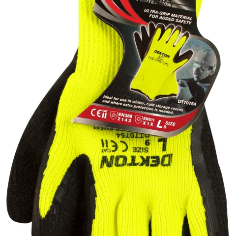 Dekton Black/Hi-Vis Green Insulated Latex Working Gloves Size 9 Large
