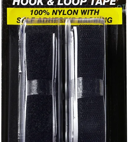 Dekton Black Nylon Hook & Loop Tape 20mm X 1m