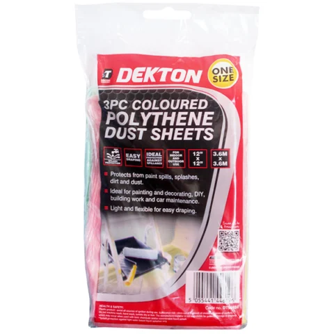 Dekton Coloured Polythene Dust Sheets 3.6M 3 Pack