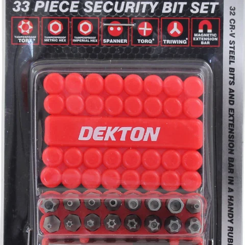 Dekton Cr-V Security Bit Set And Extension Bar In Bit Housing 33pc