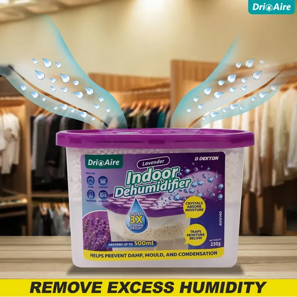 Dekton Dri Aire Lavender Scent Indoor Dehumidifier 500ml