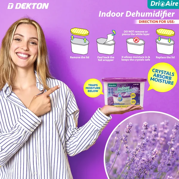 Dekton Dri Aire Lavender Scent Indoor Dehumidifier 500ml