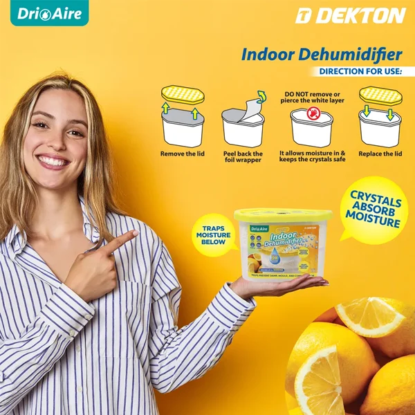 Dekton Dri Aire Lemon Scent Indoor Dehumidifier 500ml