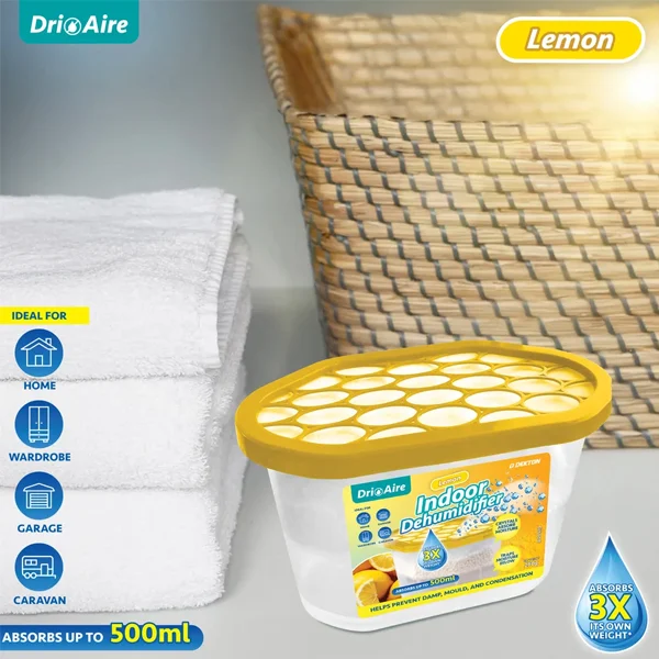 Dekton Dri Aire Lemon Scent Indoor Dehumidifier 500ml