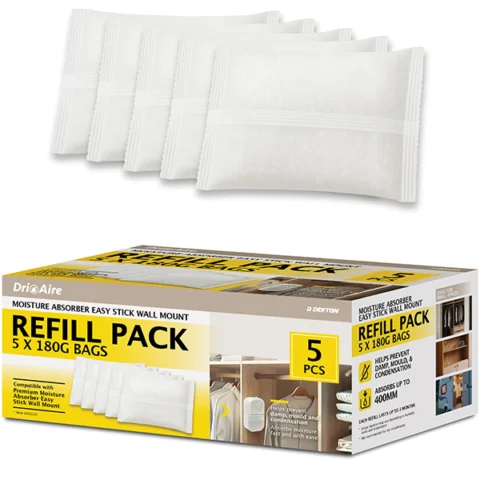 Dekton Dri Aire Moisture Absorbing Easy Stick Wall Mount Refill Pack 5 X 180g