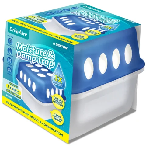 Dekton Dri Aire Moisture & Damp Trap Plastic Box With 2 400g Refill Pouches