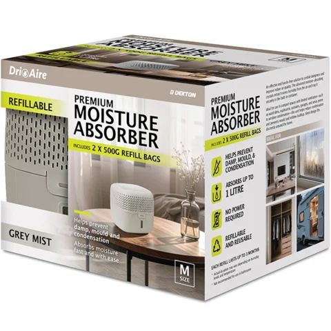 Dekton Dri Aire Refillable Medium Grey Mist Premium Moisture Absorber 2 X 500g