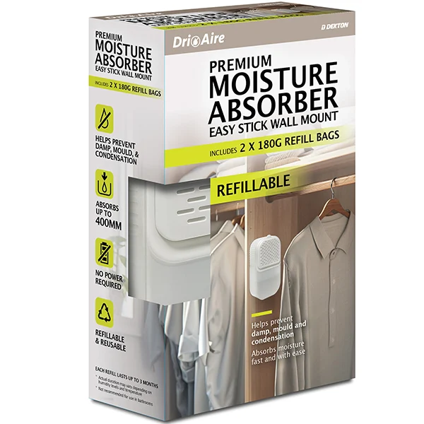 Dekton Dri Aire Refillable Premium Moisture Absorber Dehumidifier 2 X 180g