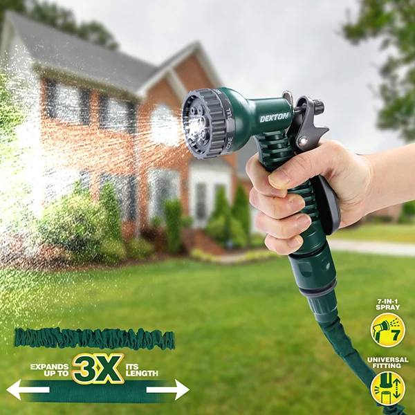 Dekton Expandable Hose With 7 Function Spray Nozzle 22m