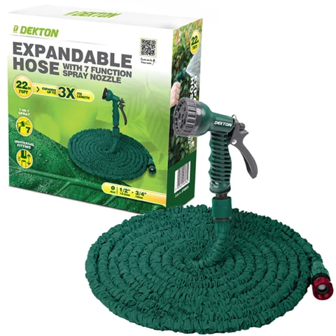 Dekton Expandable Hose With 7 Function Spray Nozzle 22m