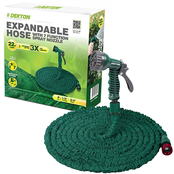 Dekton Expandable Hose With 7 Function Spray Nozzle 22m
