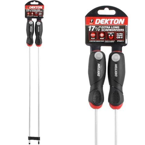 Dekton Extra Long Flat & Pozi Screwdrivers 45cm 2pc