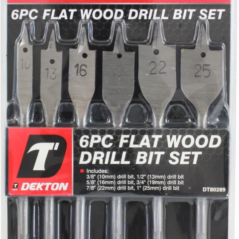 Dekton Flat Wood Drill Bit Set 6pc