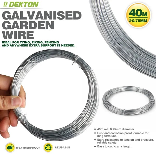 Dekton Galvanised Metal Garden Wire 0.75mm X 40m