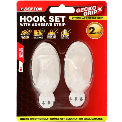 Dekton Gecko Grip Clear Adhesive Hooks 2 Pack
