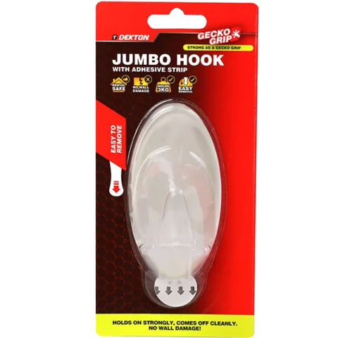 Dekton Gecko Grip Clear Jumbo Hook with Adhesive Strip