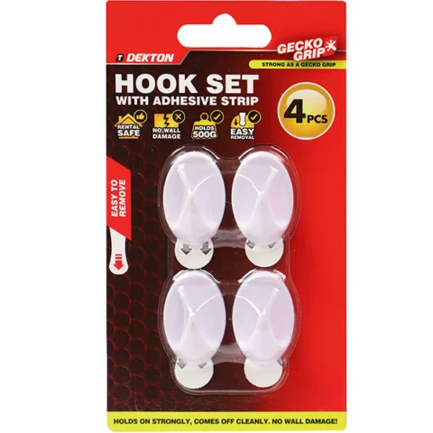 Dekton Gecko Grip White Adhesive Hook Set 4pc