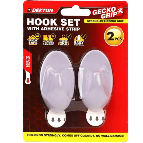 Dekton Gecko Grip White Adhesive Hooks 2 Pack