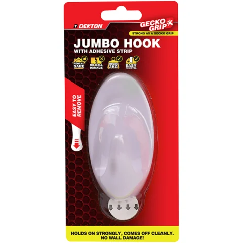 Dekton Gecko Grip White Jumbo Hook with Adhesive Strip