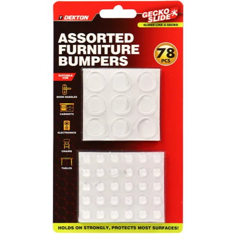 Dekton Gecko Slide Assorted Adhesive Furniture Bumpers 78pc