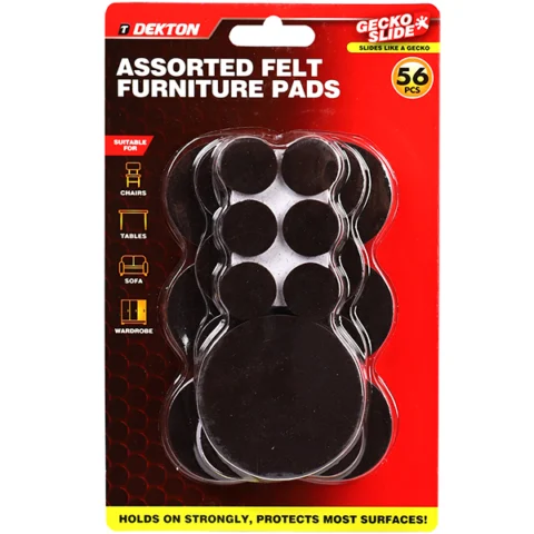Dekton Gecko Slide Assorted Felt Furniture Pads 56pc