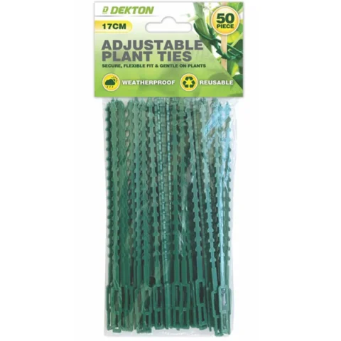 Dekton Green Adjustable Plant Ties 17cm 50 Pack